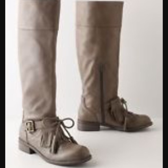 Anthropologie Shoes - Lucky Penny Kiltie Oxford Boots Taupe 9